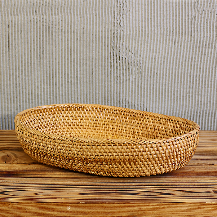 Ekmek Sepeti Rattan El Yapımı Büyük Boy Dekoratif Kase 34x26x6,5