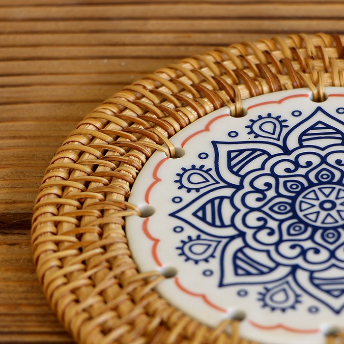 Dekoratif Tabak & Kase Rattan Çerçeveli 12 cm. El Yapımı Dekoratif Tabak & Kase Rattan Çerçeveli 12 cm. El Yapımı