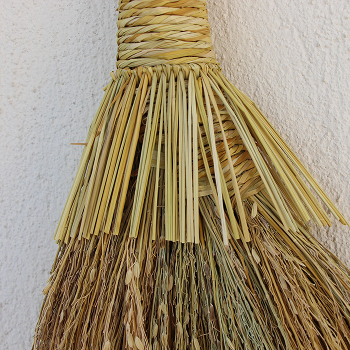 Rattan Duvar Dekoru Şans Süpürgesi Hasır Duvar Dekoru Büyük Boy 48x28 cm